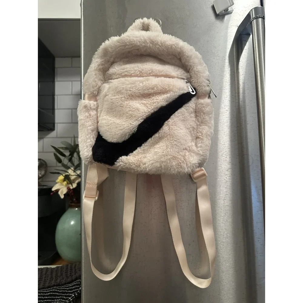 NWT Nike Sportswear Pink/Black Futura 365 Faux Fur Mini Backpack FB3049-838